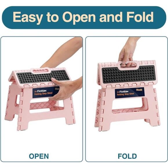 9" Folding Step Stool for Adults and Kids Holds Up to 300 lbs, Folding Stools - Picture 3 of 7